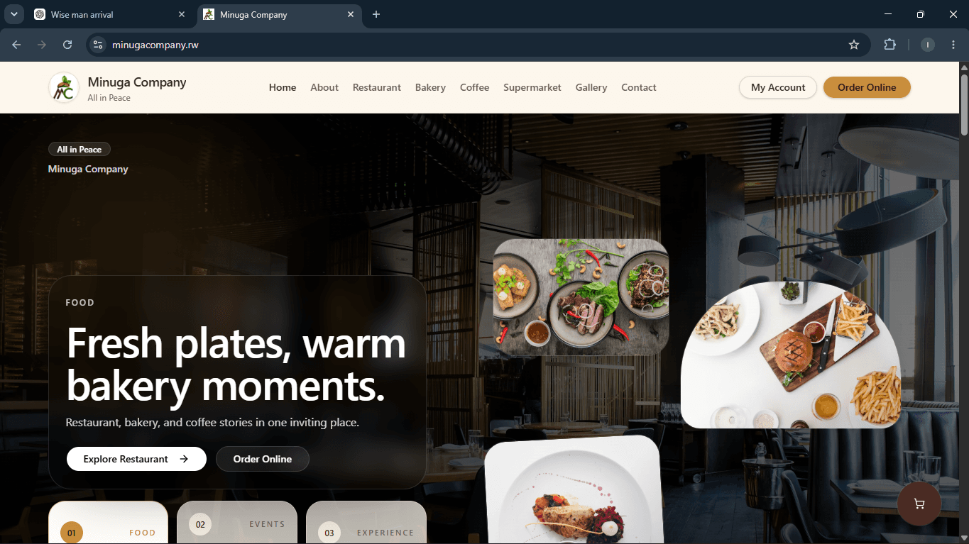 Minuga Website screenshot