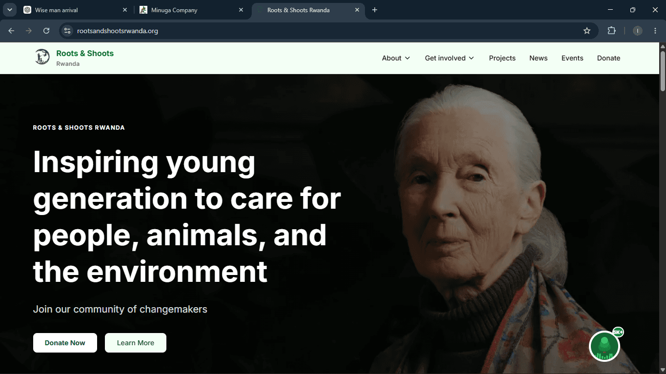 Roots & Shoots Website screenshot